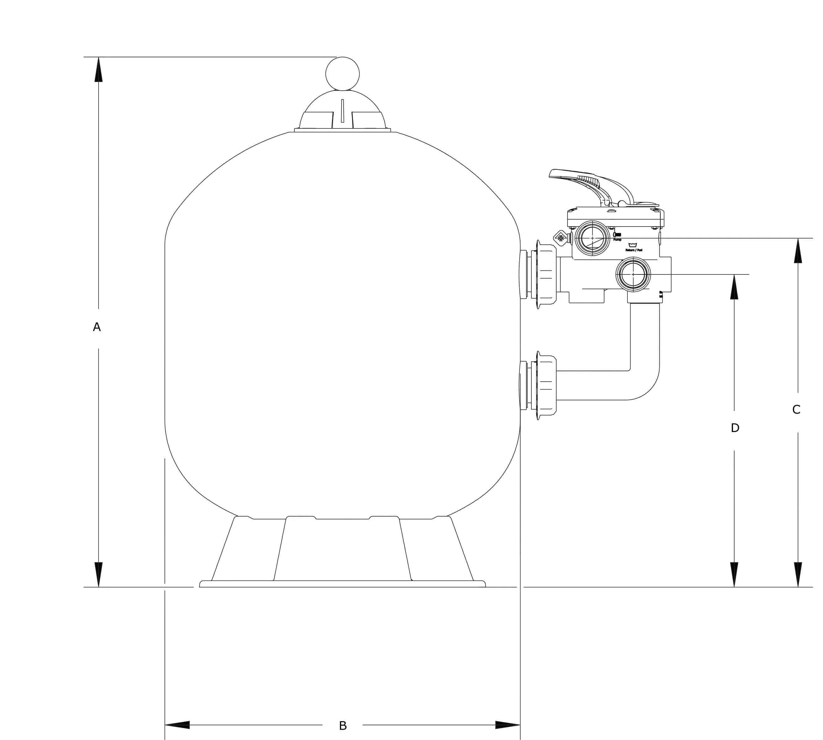 Pentair Filtr piaskowy poliester wzmocniony włóknem szklanym 2" GW 2,5bar niebieski typ Triton® F-36S8-NEO-CP - Zdjęcie 2