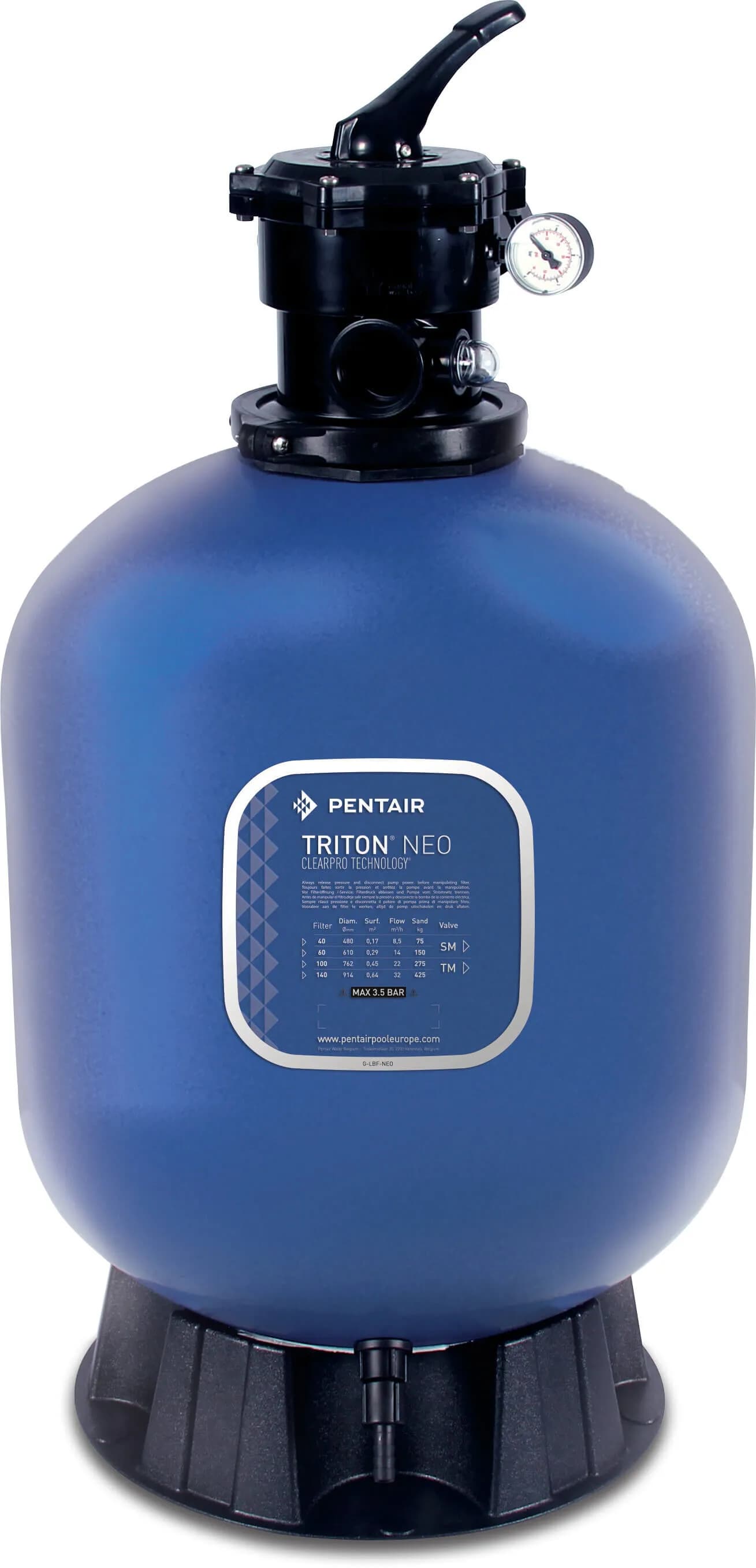 Pentair Filtr piaskowy poliester wzmocniony włóknem szklanym 1 1/2" GW 3,5bar niebieski typ Triton® F-24T6-NEO-CP - Zdjęcie 1