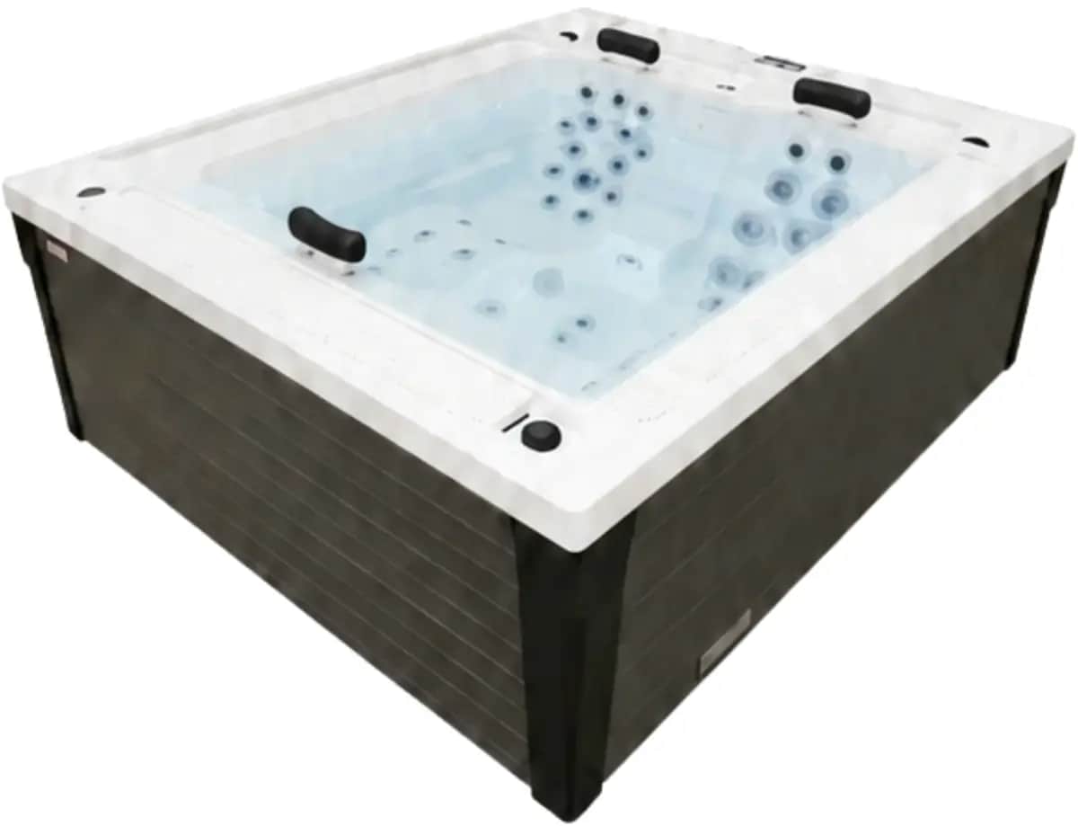 Przelewowy basen z hydromasażem Aquajoy Marmaris (230х198х89 cm), srebrzysto-biały marmur - Zdjęcie 2