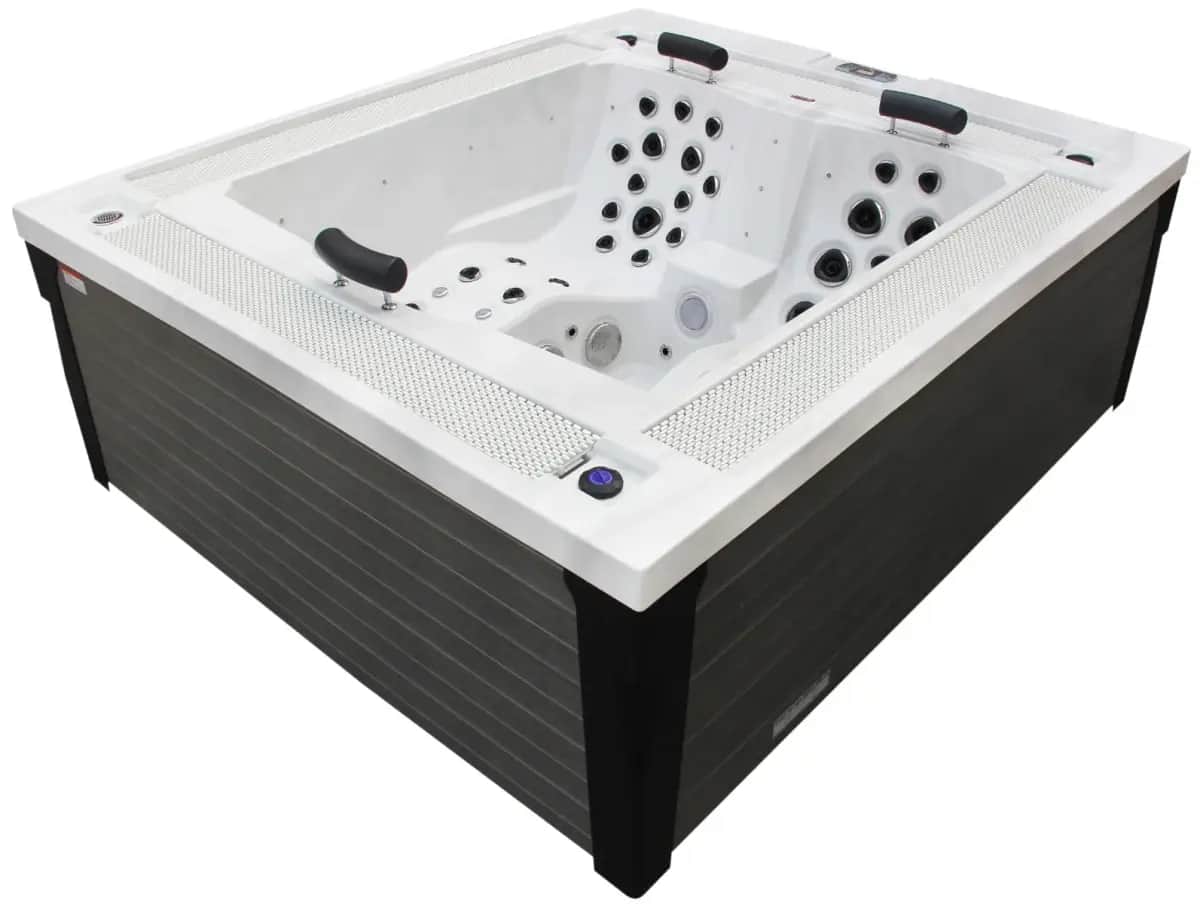 Przelewowy basen z hydromasażem Aquajoy Marmaris (230х198х89 cm), srebrzysto-biały marmur - Zdjęcie 4
