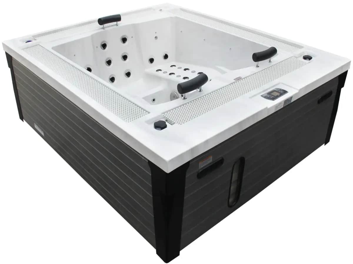 Przelewowy basen z hydromasażem Aquajoy Marmaris (230х198х89 cm), srebrzysto-biały marmur - Zdjęcie 5