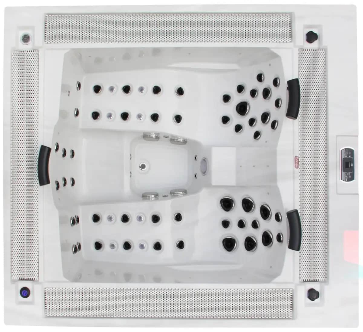 Przelewowy basen z hydromasażem Aquajoy Marmaris (230х198х89 cm), srebrzysto-biały marmur - Zdjęcie 6