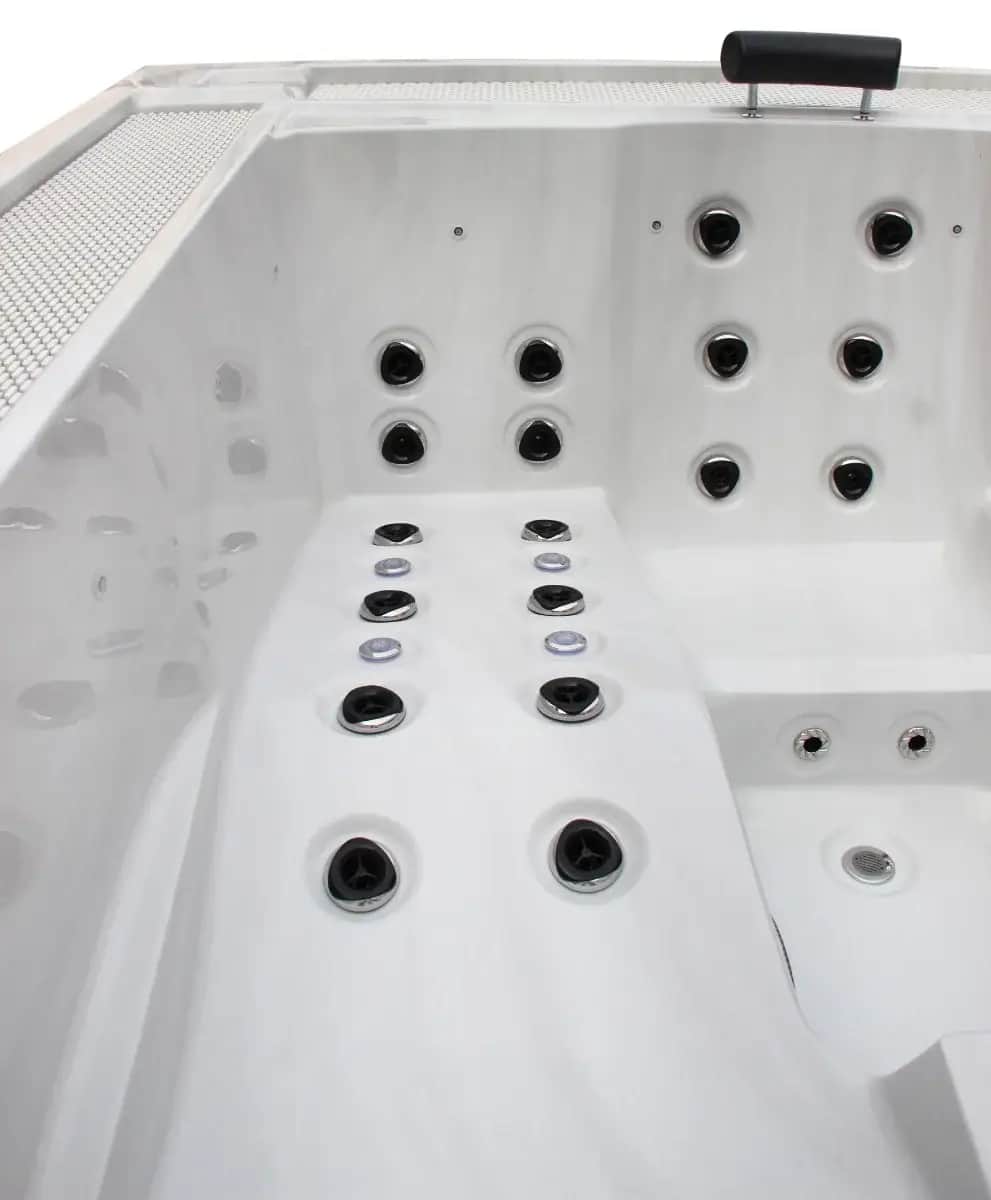 Przelewowy basen z hydromasażem Aquajoy Marmaris (230х198х89 cm), srebrzysto-biały marmur - Zdjęcie 7