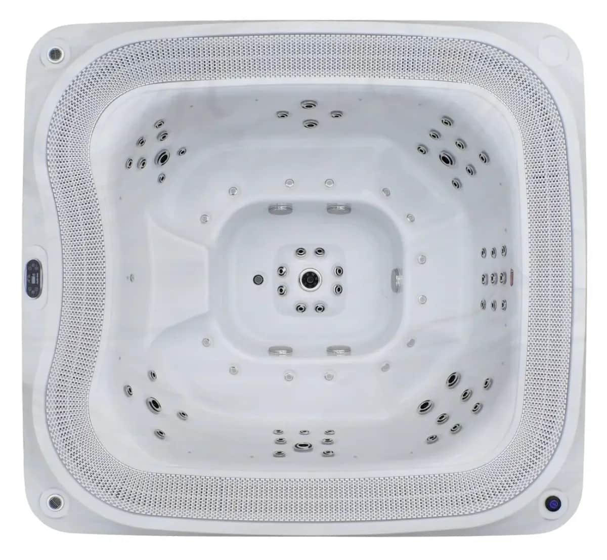 Przelewowy basen z hydromasażem Aquajoy Serenity (250х230х96 cm), marmur srebrnobiały - Zdjęcie 9
