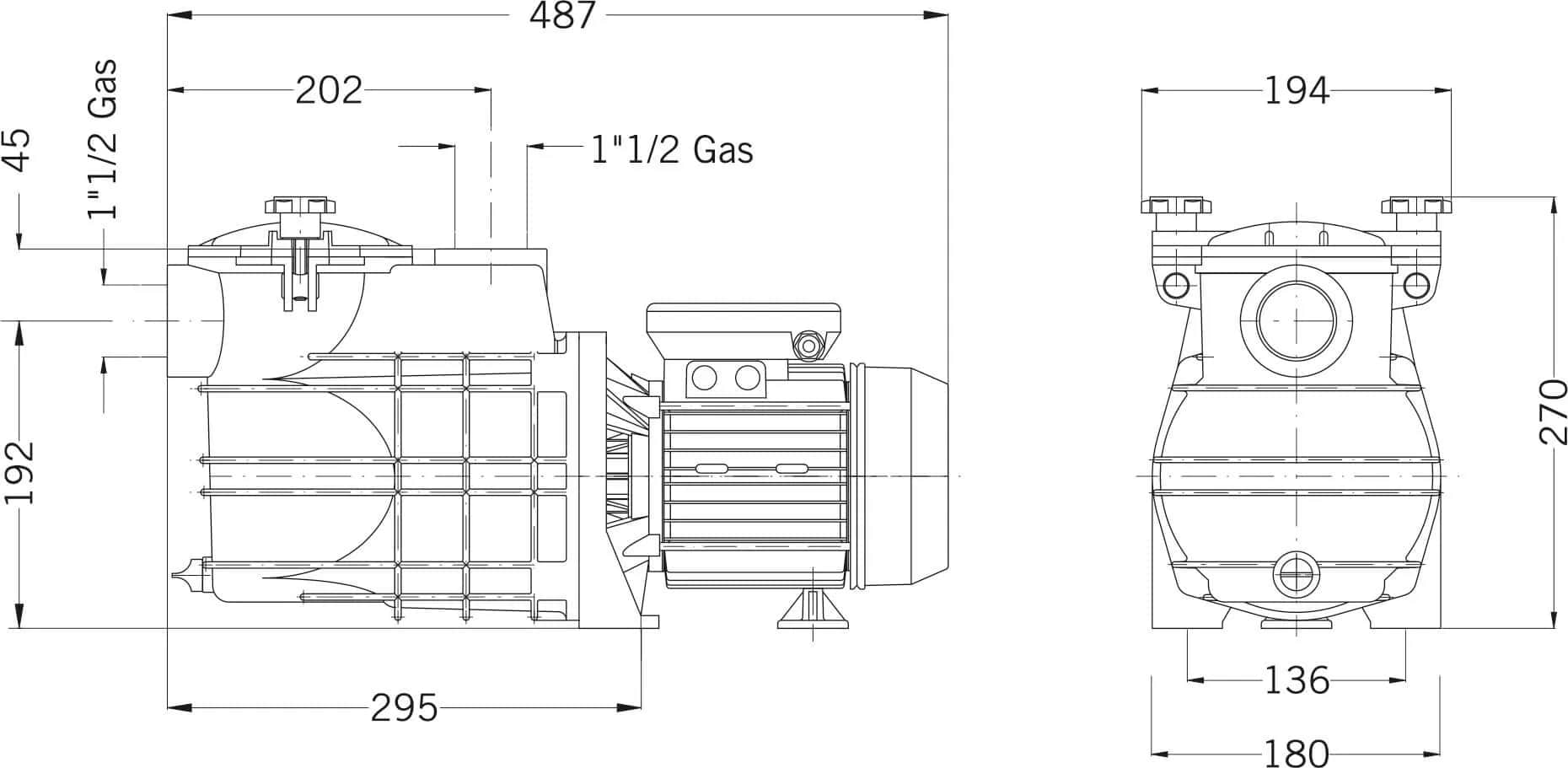 PSH Pompa basenowa polipropylen 1 1/2" GW 1,9A 400VAC czarny typ Mini 100T - Zdjęcie 3