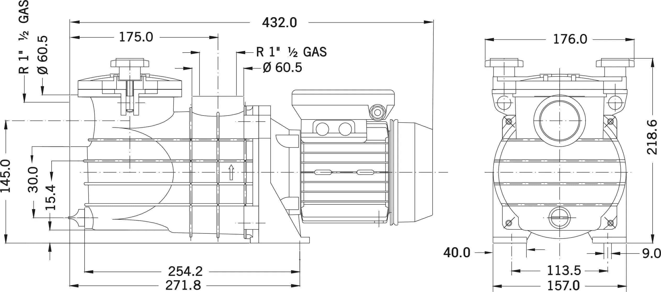 PSH Pompa basenowa PP/GF30 1 1/2" GW 1,4A 230VAC czarny typ Micro 25 - Zdjęcie 3
