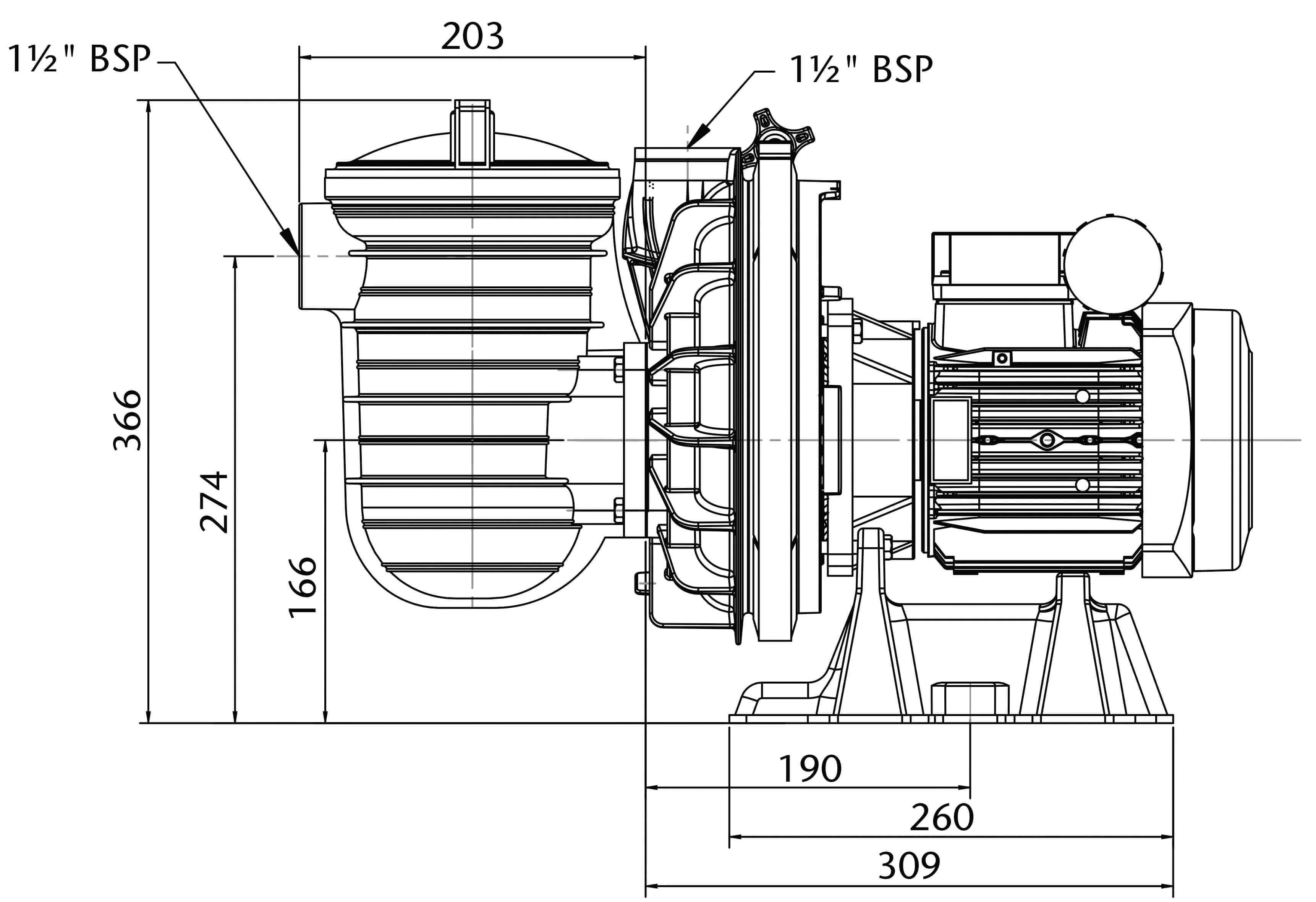 Sta-Rite Pompa basenowa 1 1/2" GW 230VAC czarny typ P-STR-071 0,75KM - Zdjęcie 2